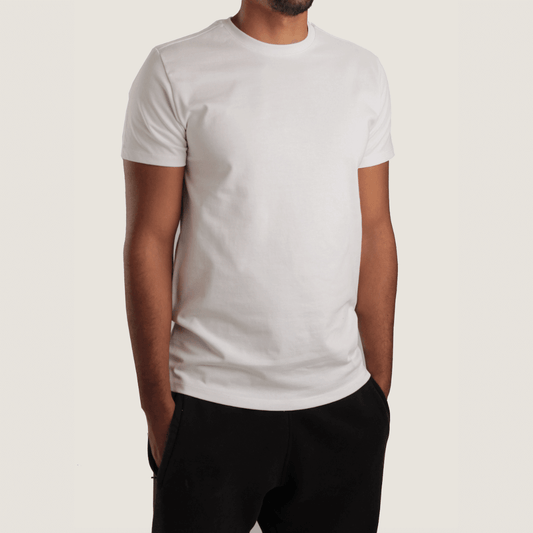 Cotton Clo - White Egyptian Cotton crew neck T-shirt Front