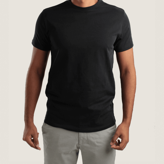 Cotton Clo - Black Egyptian Cotton crew neck T-shirt Front